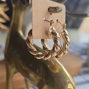 Elegant Gold Chunky Twist Hoop Earrings